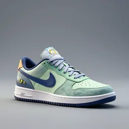 new future Nike sneakers inspired by Rick And Morty, photography studio, 3D rendering, ultrarealistic, hyperdetalied,