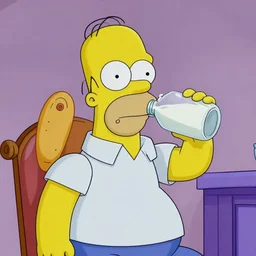 disturbing claymation of homer simpson drinking a gallon of milk