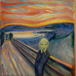 Trondheim is on fire, natural disaster, oil canvas paining by Edvard Munch