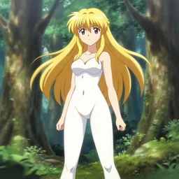 isekai beautiful anime girl hestia danmachi, kamisama standing in forest. flat face. aesthetic, golden ratio. beautiful lineart, ranking on contest, artstation, soft lighting, artistic pose, character concept, cinematic, motion blur, chromatic abberation. by marc davis