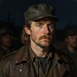 portrait of a radioactive hunter, extreme fine detail background, night, highly detailed, high quality, digital painting, hyperrealistic, by gaston bussiere, j. c. leyendecker, craig mullins, modern clothes, 2 0 0 0 s