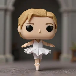 beautiful three point perspective film still of funko pop origami ego ballet holly herndon in ronin, extreme closeup portrait in style of frontiers in miniature porcelain photography fashion architectural art studio seinen manga edition, miniature porcelain portrait, pointe pose, eye contact, tilt shift style space scene background, soft lighting, kodak portra 4 0 0, 8 k, macro, cinematic style by emmanuel lubezki