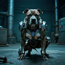 cyborg - pitbull mr. worldwide in a ps 2 game, in 2 0 5 5, y 2 k cybercore, industrial low - light photography, still from a ridley scott movie