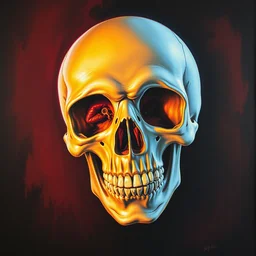 illustration of a skull horror practical fx by shusei nagaoka kaws, david rudnick, airbrush on canvas, pastell colors, cell shaded