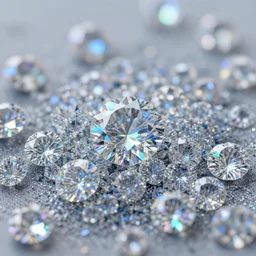 iridescent particle on diamonds, detailed, artstation tilt shift