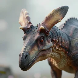 incredibly realistic, too detailed face of futuristic styracosaurus chimera human, octane render, bump mapping, macro image, global illumination, 8 k, bokeh, enki bilal, yuji himukai, jen zee, peter mohrbacher
