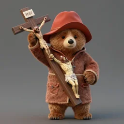 Jesus Christ being crucified by paddington the bear