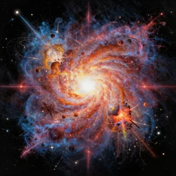 supernova paint explosion, concept art, trending on artstation, wlop, ross draws, digital painting, mixed media, intricate details, volumetric lighting