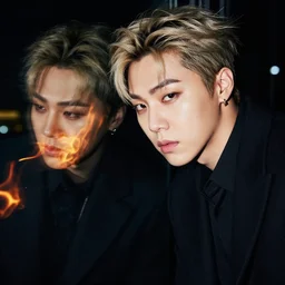 portrait MIN YOONGI is ZUKO, night time, dynamic lighting , looking at his FIRE SCAR reflection, +++ super super super dynamic posing, J.C LEYENDECKER, thick eyebrows, super DYNAMIC serious facial expression