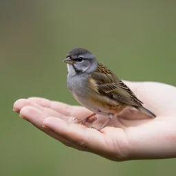a person's hand holding a small bird