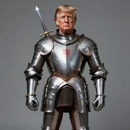 donald trump, knights armor!!!!!!!!!!!!!!!!, one broadsword, by hans holdein, donald trumps highly detailed handsome face, two arms, two legs, donald trumps symmetrical face