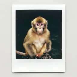 polaroid of a samurai monkey