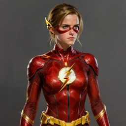fashion model Emma Watson as The Flash by brian bolland by alex ross digital painting digital art