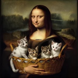 renaissance portrait of a basket of kittens, Carvaggio, da Vinci, rembrandt