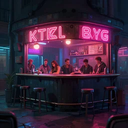 photo environement 1 9 6 0's street bar, 4 k rtx hdr volume light concept studio matte painting environement digital illustration style cyberpunk 2 0 7 7 artstation artur tarnowski, mihai muscan, marcin tomalak, marta leydy, marcin stepien, charlotte hughes, zuzanna dabrowa neon bioluminiscence