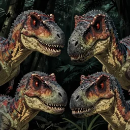 a very dull still from jurassic park ( 1 9 9 3 ) of a velociraptor by studio ghibli. close up on the faces, perfect art, grimdark, trending on pixiv fanbox.