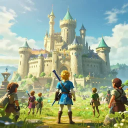 Hyrule Castle from legend of zelda breath of the wild:1|photorealistic, cinematic:0.9|Unreal Engine, Octane, finalRender:0.8|devfiantArt, artstation, artstation HQ, behance, HD, 16k resolution:0.6|people, faces, humans:-1