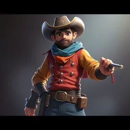 brawlstars cowboy character, digital painting by akihiko yoshida and wlop, octane render, 4 k, artstation, beautiful