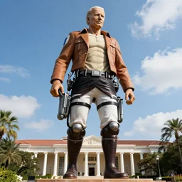 joe biden, as the colossal titan, from attack on titan, stepping on mar a lago, 1 2 0 mm, super high resolution, clear details,