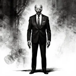 Joe Biden full body portrait, body horror, black and white Illustration by Junji Ito