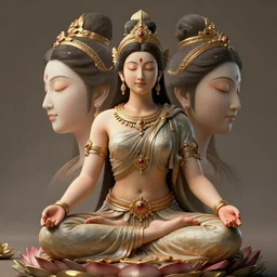 kali goddess flowercore warrior meditating in a beautiful place, perfect faces, fine details, studio lighting, subtle shadows, art by katsuya terada, photorealism, hyper realism, octane render, hyper detailed, canon eos r 3, f / 1. 4, iso 2 0 0, 1 / 1 6 0 s, medium shot, 8 k, raw, unedited, in - frame,