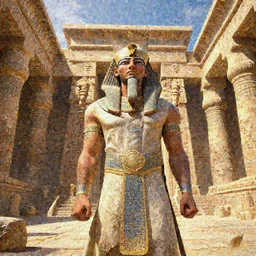 ancient egyptian temple, sky shine epic fantasy by mark ryden and pixar and hayao miyazaki, unreal 5, daz, hyperrealistic, octane render, rpg portrait, dynamic lighting, intricate detail, harvest fall vibrancy, cinematic