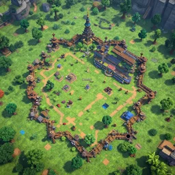 aerial wide shot of terraria game, 3D CGI Render, high detailed
