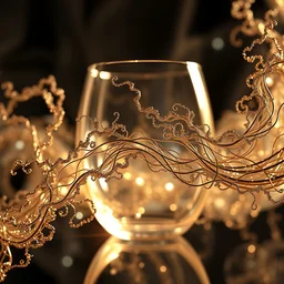 translucent glass turning into strands of metal filigree, fractal shapes, abstract, dramatic lighting, ultra detail, smooth render, cinematic, octane render, art nouveau