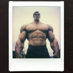 natural realistic anthropomorphic muscular giant hypnotoad, in moscow centre, Polaroid photo, vintage , neutral dull colors, soft lights, foggy mist ,  by oleg oprisco , by thomas peschak,  by discovery channel, by victor enrich , by gregory crewdson