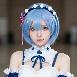 portrait photo still of real life rem from re : zero, 8 k, 8 5 mm f 1. 8