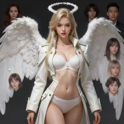 angel girl, white jacket, white bra, highly detailed, d & d, fantasy, highly detailed, digital painting, trending on artstation, concept art, sharp focus, illustration, art by artgerm and greg rutkowski and fuji choko and viktoria gavrilenko and hoang lap