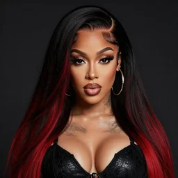hyper realistic cardi b, art by greg rutkowski, intricate, ultra detailed, photorealistic, black and red colors, trending on artstation, octane render, 4 k, 8 k