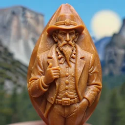 3 5 mm closeup of realistic wood carving with yosemite sam easteregg, intricate, tokyo film still, 8 k, bokeh