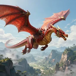 dragon flying in mountain landscape, digital art, majestic, fantasy, d & d, intricate, hyper detailed, devianart, artstation, art by wlop and artgerm, concept art, smooth, concept art, vibrant, photorealistic, rj palmer, rossier, jessica