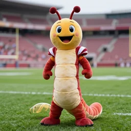 sports team mascot, worm mascot costume, worms, the worms, football mascot, anthropomorphic worm HD official photo, high quality costume