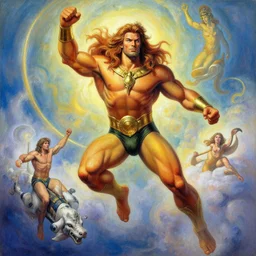 a highly detailed heavenly painting of namor, by james gurney, greg rutkowski, by craig mullins