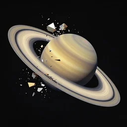 3 d render of saturn fracturing into a million psychedelic pieces