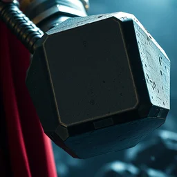 closeup of thor's hammer. marvel cinematic universe.