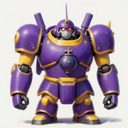 a portrait painting of a purple and yellow bulky robot with a crucible for a chest, an ultrafine detailed painting by bill sienkiewicz, featured on pixiv, process art, official art, reimagined by industrial light and magic, concept art