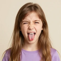 silly girl sticking out tongue, created by Martine Johanna