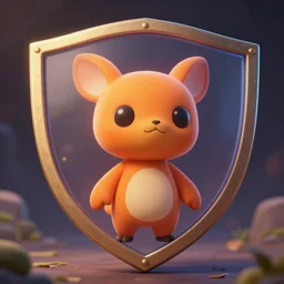 orange cute spirit axie pet behind acoustic shield, fantasy, style artstation, style greg rutkowsk, octane render, unreal engine 6, epic game graphics, fantasy, conceptual art, ray tracing
