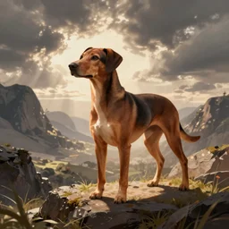 digital art, illustrator brown short haired dashhound