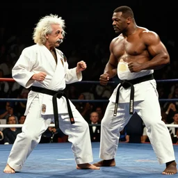 albert einstein doing karate with mike tyson