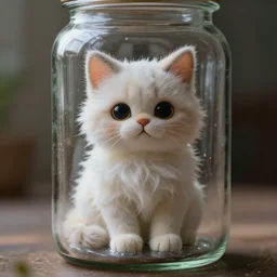 liquid fluffy cat stuffed in a glass jar. fantasy magic style. highly detailed 8 k. intricate. lifelike. soft light. sony a 7 r iv 5 5 mm. cinematic post - processing