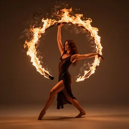 beautiful modern dancer wearing dress of fire, realism, photo-realism, hyper-realism, photo by Anton Corbjin, leica 35mm