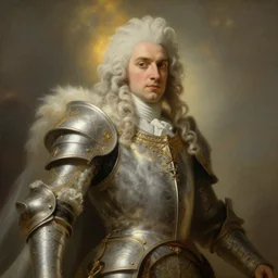 paladin and spirit, stoic, light dust, magnificent, hyperdetailed, theatrical, close up, masterpiece, painted by jean honore fragonard and greg rutkowski and rob alexander