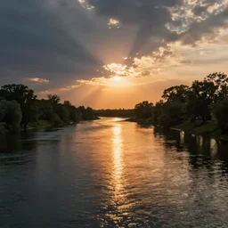 bob ross synthwave quiet river sunset