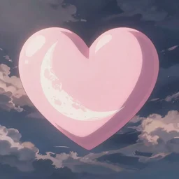 a light pink heart with a moon texture, by makoto shinkai