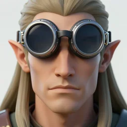 a powerful druid wearing a goggles, detailed face, highly detailed, face symmetry, character concept portrait by moebius and laurie greasley, colorful, profile picture, 8 k, cinematic color grading