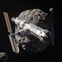 space station on asteroid, sci-fi digital art, octane render, trending on artstation, hd, 4k, ultra sharp, ultra details